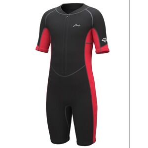 Hevto Wetsuit Shorty Kids Size 12 Black Red New Front Zip 2mm Neoprene‎ Youth